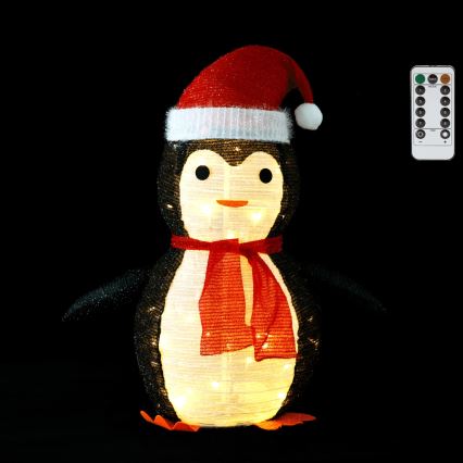Aigostar - Décoration de Noël LED extérieure 50xLED/3xAA 0,7m IP44 pingouin + télécommande