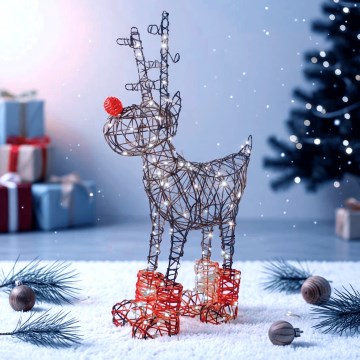 Aigostar - Décoration de Noël extérieure à LED 200 LED/8 fonctions, 0,9 m, IP44, blanc froid, renne