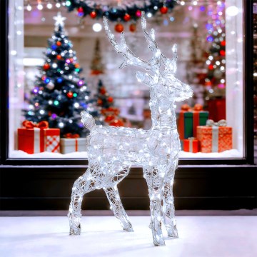 Aigostar - décoration de Noël extérieure LED 120xLED/8 fonctions 80 cm IP44 blanc froid bonhomme de neige
