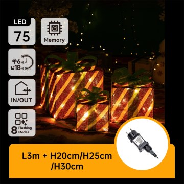 Aigostar- Décoration de Noël extérieure LED 3,6W/31/230V 2700K 20/25/30cm IP44 Cadeaux
