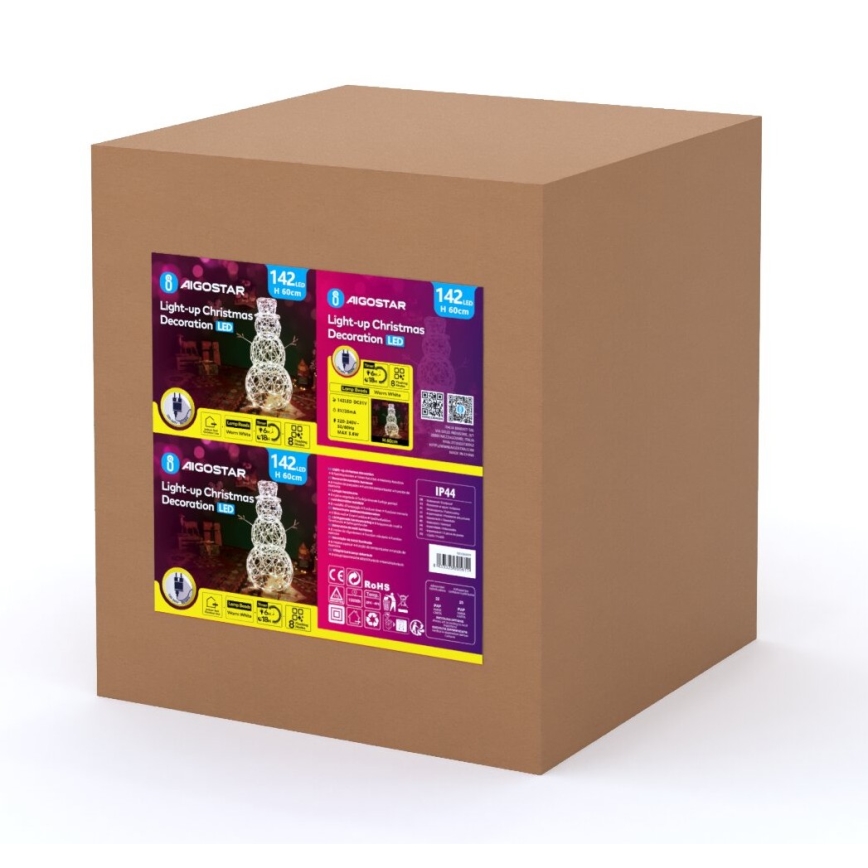 Aigostar - Décoration de Noël extérieure LED/3,6W/31/230V 2700K 60 cm IP44 bonhomme de neige