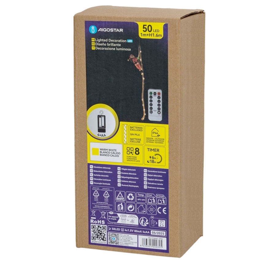 Aigostar - décoration de Noël extérieure LED/4xAA IP44 Père Noël en parachute