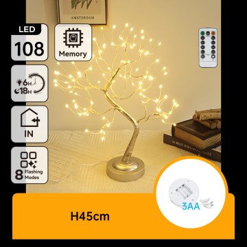 Aigostar - Décoration de Noël LED 108xLED/3xAA/8 fonctions 45cm blanc chaud