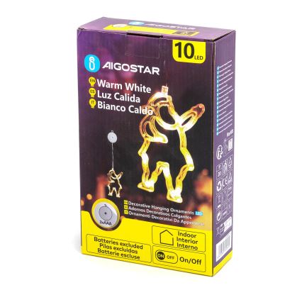 Aigostar - Décoration de Noël LED 10xLED/3xAAA Père Noël 20 cm