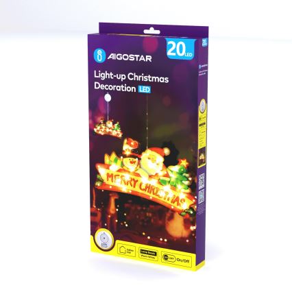 Aigostar - Décoration de Noël LED 20xLED/3xAAA Joyeux Noël 23 cm
