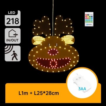 Aigostar - Décoration de Noël LED 218 LED/3xAA IP44 + renne télécommandé 28 cm