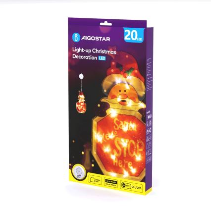 Aigostar - Décoration de Noël LED/3xAAA Santa avec sign 45cm