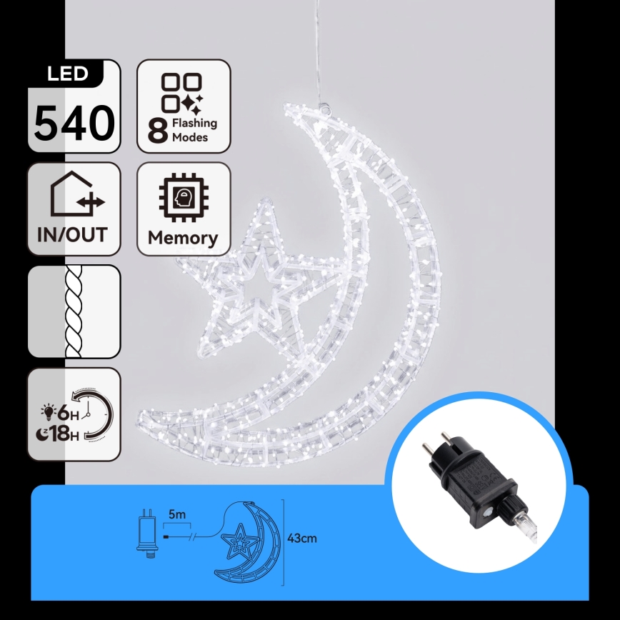 Aigostar - Décoration de Noël LED d'extérieur 540xLED/6W/230V 43 cm IP44 blanc froid měsíček