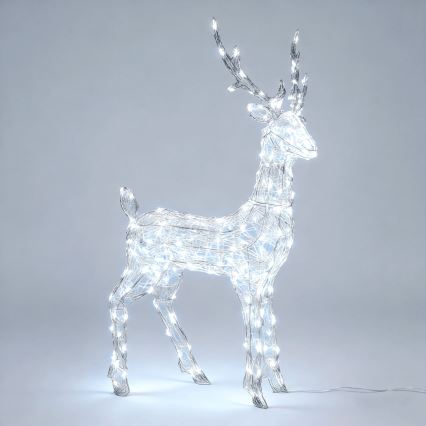 Aigostar - LED Décoration de Noël extérieure 180xLED/8 fonctions 1,05m IP44 blanc froid cerf