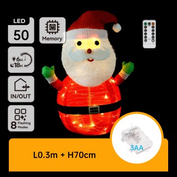 Aigostar - Décoration de Noël LED pour l'extérieur 50xLED/3xAA 0,7m IP44 blanc chaud Père Noël