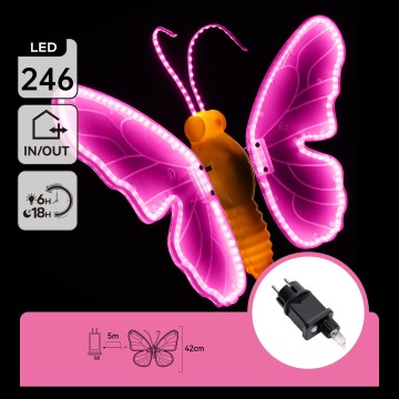 Aigostar - Décoration extérieure LED 246xLED/9W/230V 42 cm IP44 papillon/rose