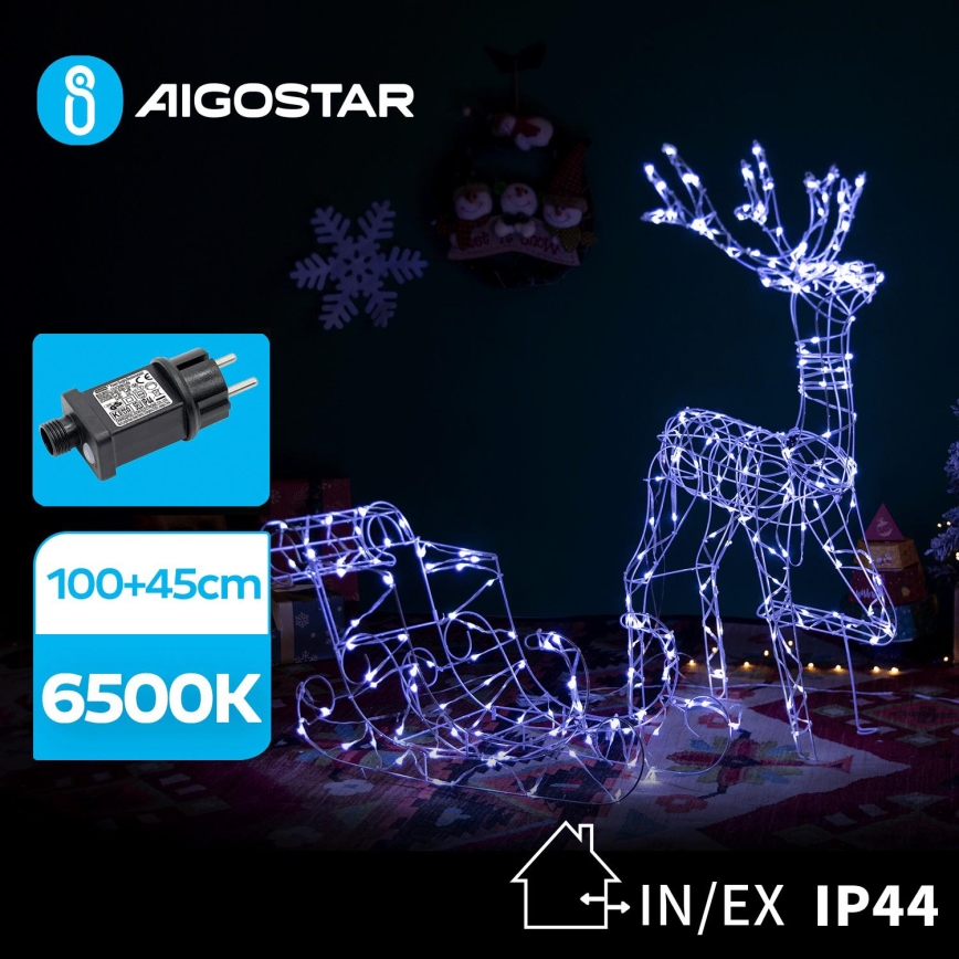 Aigostar - Décoration extérieure LED/3,6W/31/230V 6500K 90/45cm IP44 renne avec traîneau