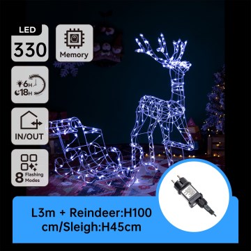 Aigostar - Décoration extérieure LED LED/3,6W/31/230V 6500K 90/45cm IP44 renne avec traîneau