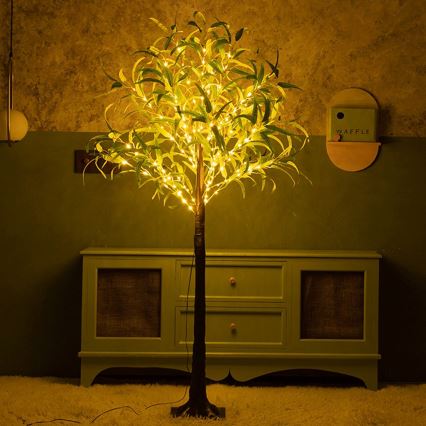 Aigostar - Décoration solaire 285xLED/3,8m IP65 blanc chaud olive