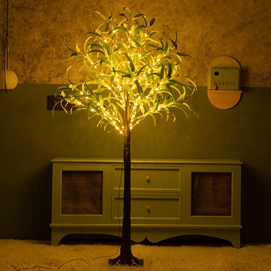 Aigostar - Décoration solaire 285xLED/3,8m IP65 blanc chaud olive