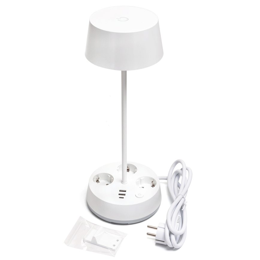 Aigostar - Dimbaar LED Bureau Lamp met Power Outlets en USB Port LED/4.6W/230V 3000/4000/6500K White