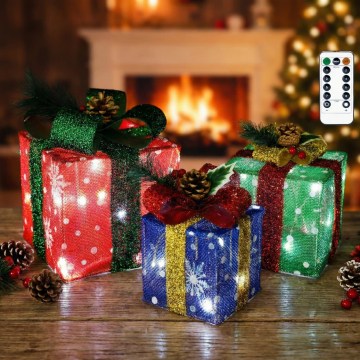 Aigostar - Dimbare LED kerstdecoratie voor buiten 50xLED/8 functies 3xAA IP44 koud wit cadeaus + afstandsbediening