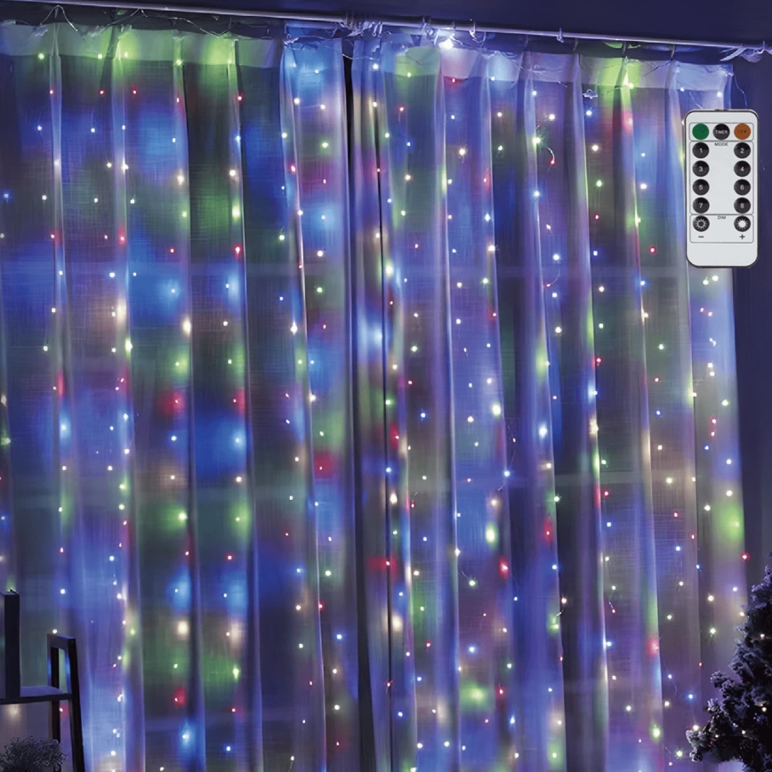 Aigostar - dimbare LED-kerstverlichting 300xLED/8 functies USB 6x3m meerkleurig + afstandsbediening
