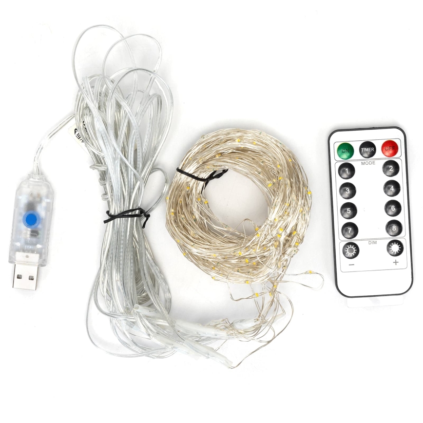 Aigostar - dimbare LED-kerstverlichting 300xLED/8 functies USB 6x3m meerkleurig + afstandsbediening