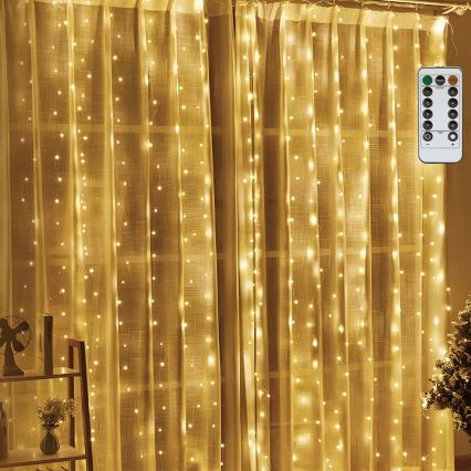 Aigostar - LED dimbaar kerstlichtsnoer 300xLED/8 functies USB 6x3m warm wit + afstandsbediening