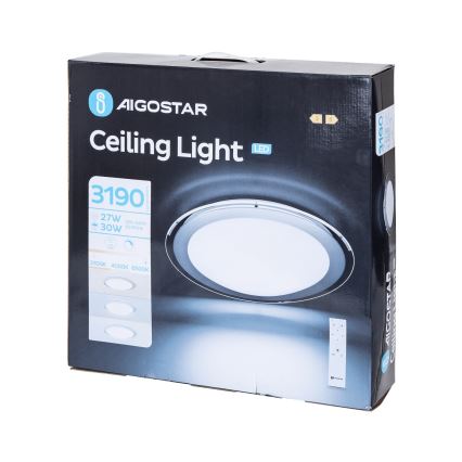 Aigostar - Dimbare LED-plafondlamp LED/30W/230V 2700-6500K Ø 42,9 cm chroom + afstandsbediening
