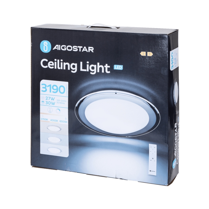 Aigostar - Dimbare LED-plafondlamp LED/30W/230V 2700-6500K Ø 42,9 cm chroom + afstandsbediening