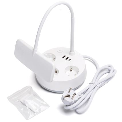Aigostar - Dimbare LED-tafellamp met stopcontacten en USB LED/4,6W/230V 3000/4000/6500K wit
