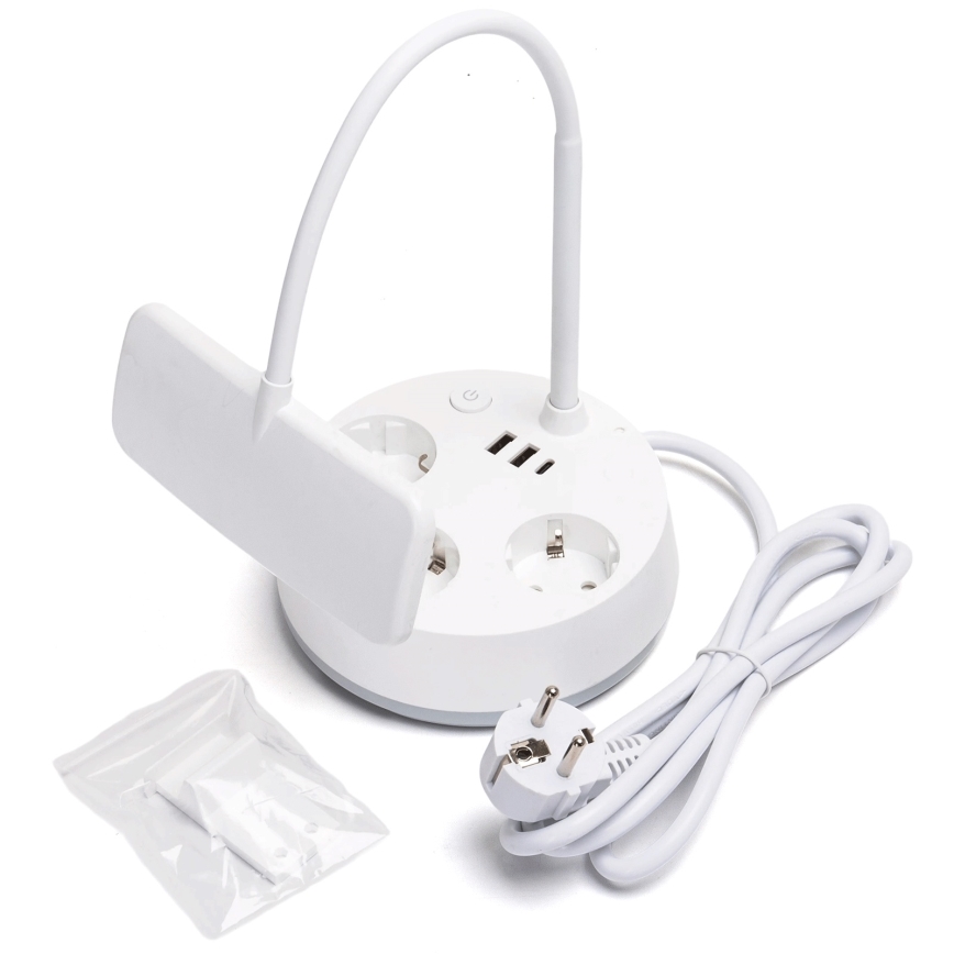 Aigostar - Dimbare LED-tafellamp met stopcontacten en USB LED/4,6W/230V 3000/4000/6500K wit
