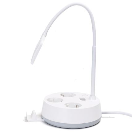 Aigostar - Dimbare LED-tafellamp met stopcontacten en USB LED/4,6W/230V 3000/4000/6500K wit
