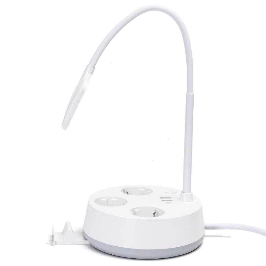 Aigostar - Dimbare LED-tafellamp met stopcontacten en USB LED/4,6W/230V 3000/4000/6500K wit