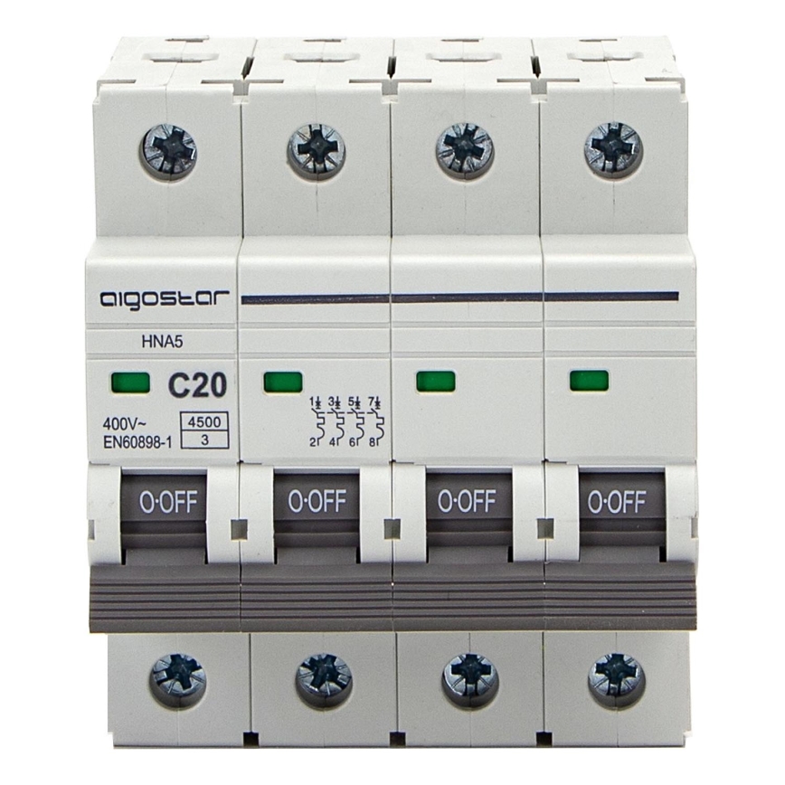 Aigostar - Disjoncteur 4 pôles, 20 A, courbe C, 400 V