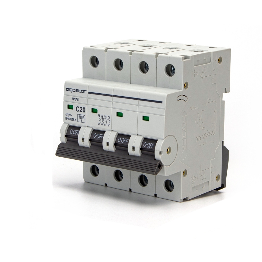 Aigostar - Disjoncteur 4 pôles, 20 A, courbe C, 400 V