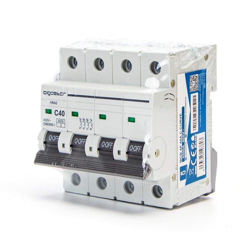 Aigostar - Disjoncteur 4 pôles 4P-40A-C 400V