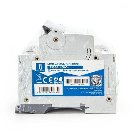Aigostar - Disjoncteur 4 pôles 4P-63A-C 400V