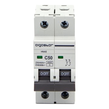 Aigostar - Disjoncteur bipolaire 2P-50A-C 230-400V