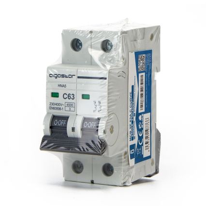 Aigostar - Disjoncteur bipolaire 2P-63A-C 230-400V