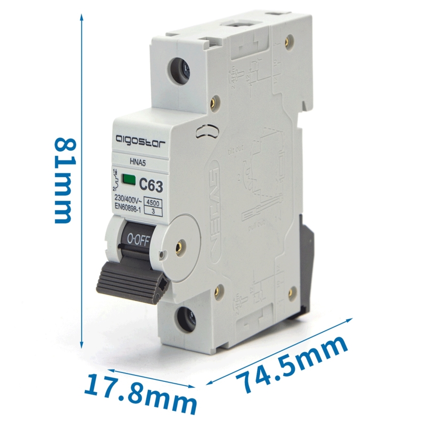 Aigostar - Disjoncteur monophasé 1P-63A-C 230-400V