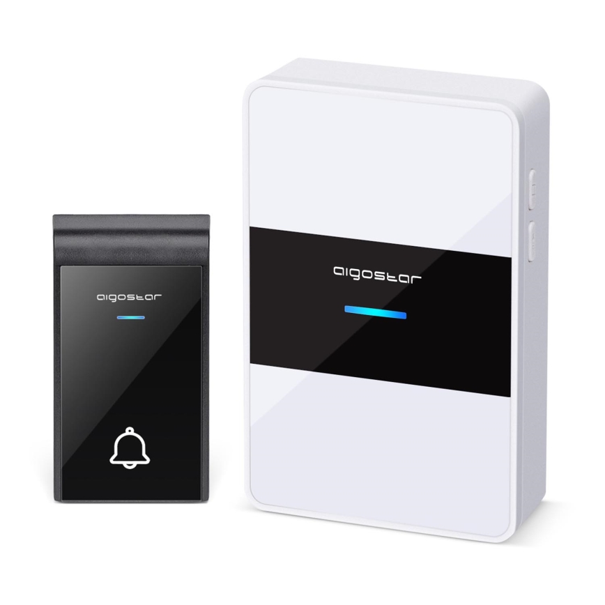 Aigostar - Draadloze deurbel 3xAA/12V IP44 zwart/wit