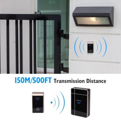 Aigostar - Draadloze Deurbel 3xAA IP44 zwart/koper