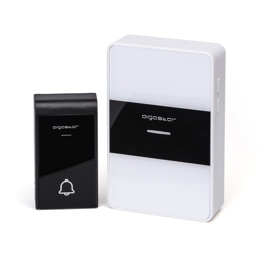 Aigostar - Draadloze deurbel 3xAA/12V IP44 zwart/wit
