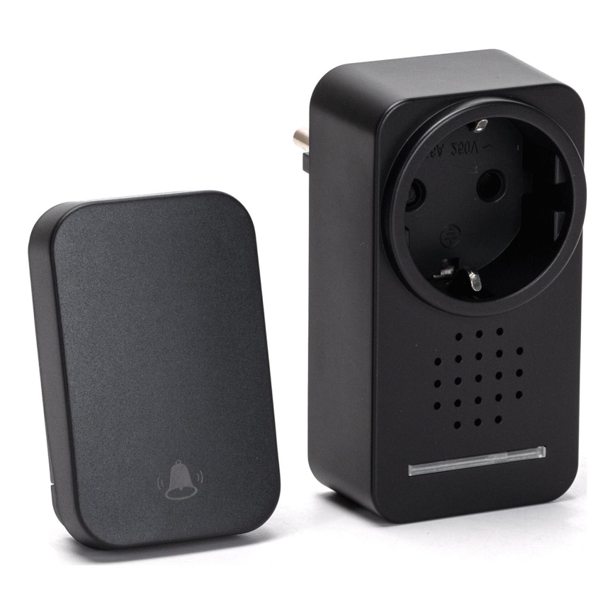 Aigostar - Draadloze deurbel met stekker 1Z 230V IPX4 zwart