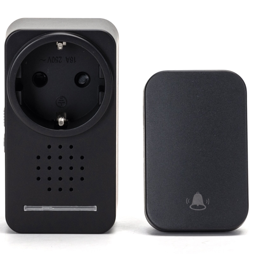 Aigostar - Draadloze deurbel met stekker 1Z 230V IPX4 zwart