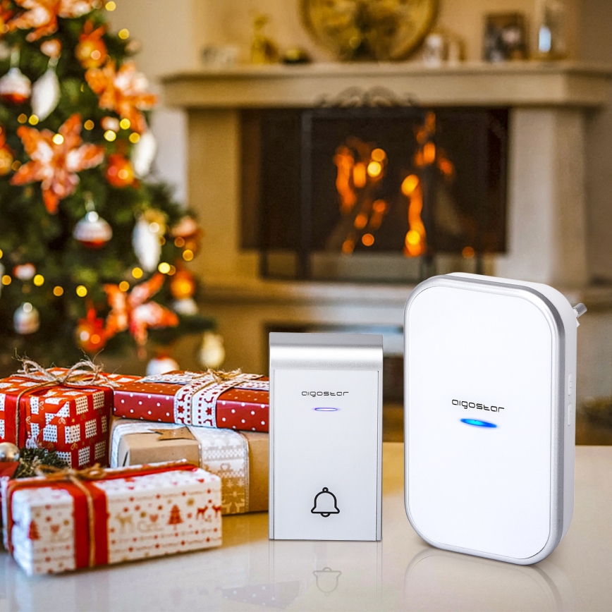 Aigostar - Draadloze deurbel voor stopcontact 230V/12V IP44 wit