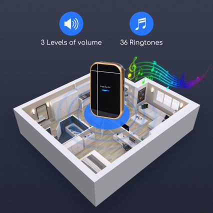 Aigostar - Draadloze deurbel voor 230V/12V-stopcontact, IP44, zwart