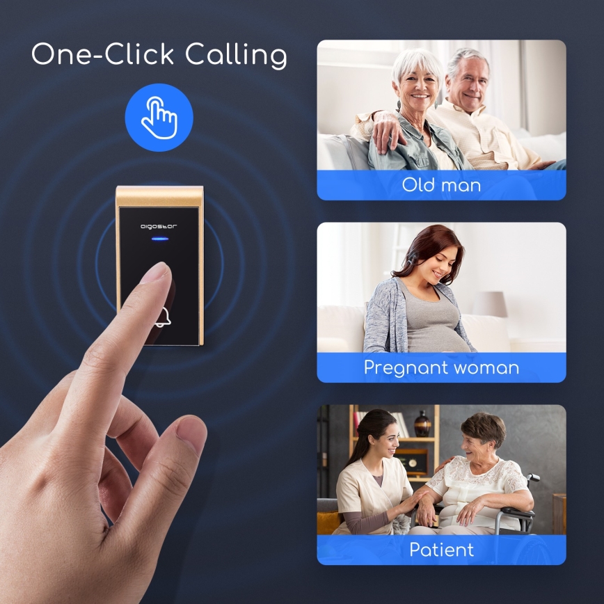 Aigostar - Draadloze deurbel voor 230V/12V-stopcontact, IP44, zwart