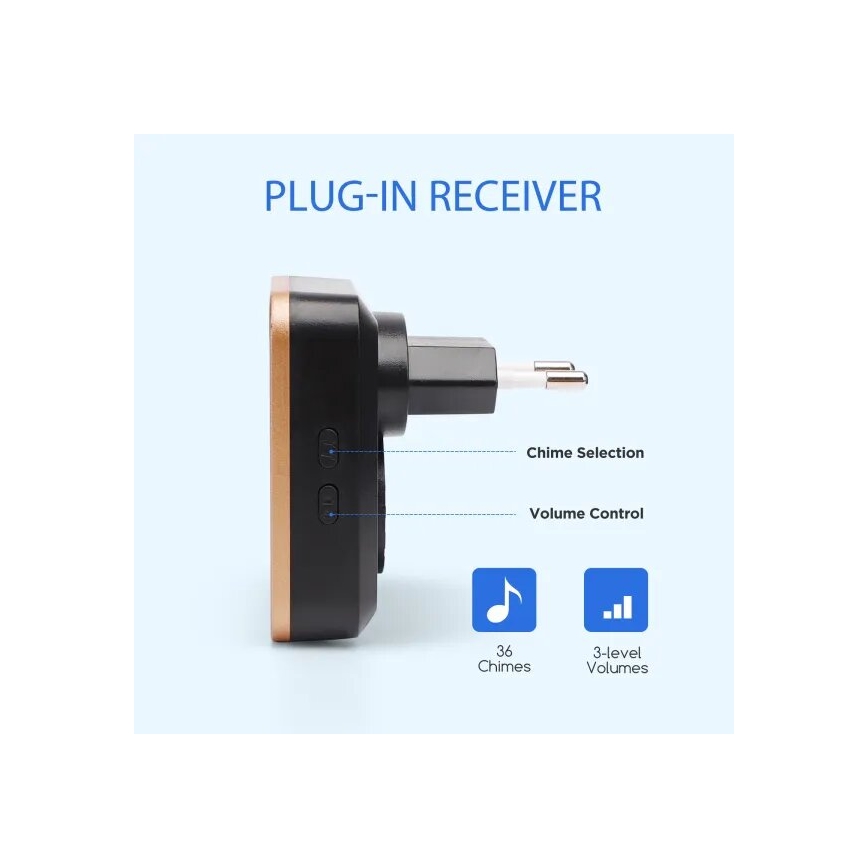 Aigostar - Draadloze Stopcontact Deurbel 230V zwart