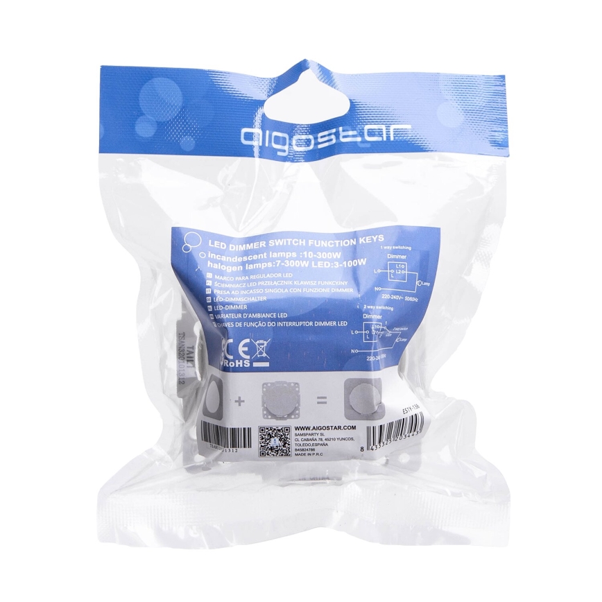 Aigostar - Draaibare dimmer 300W/230V wit