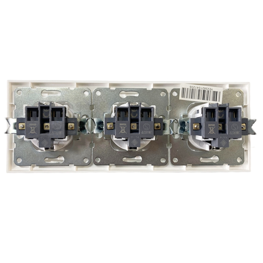 Aigostar - Drievoudige wandcontactdoos met SCHUKO-afdekkader 230V wit