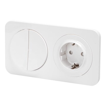 Aigostar - Dubbele schakelaar nr. 5 en SCHUKO-stopcontact 230V met afdekraam, wit
