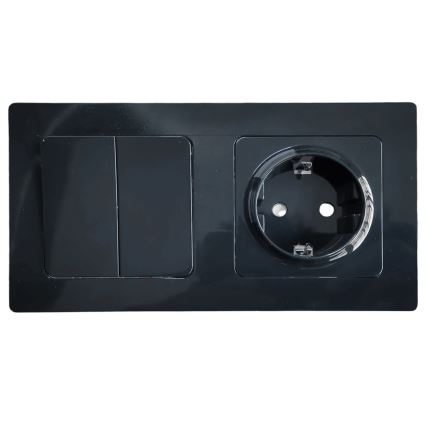 Aigostar - Dubbele schakelaar nr. 5 en SCHUKO-stopcontact 230V met zwart frame